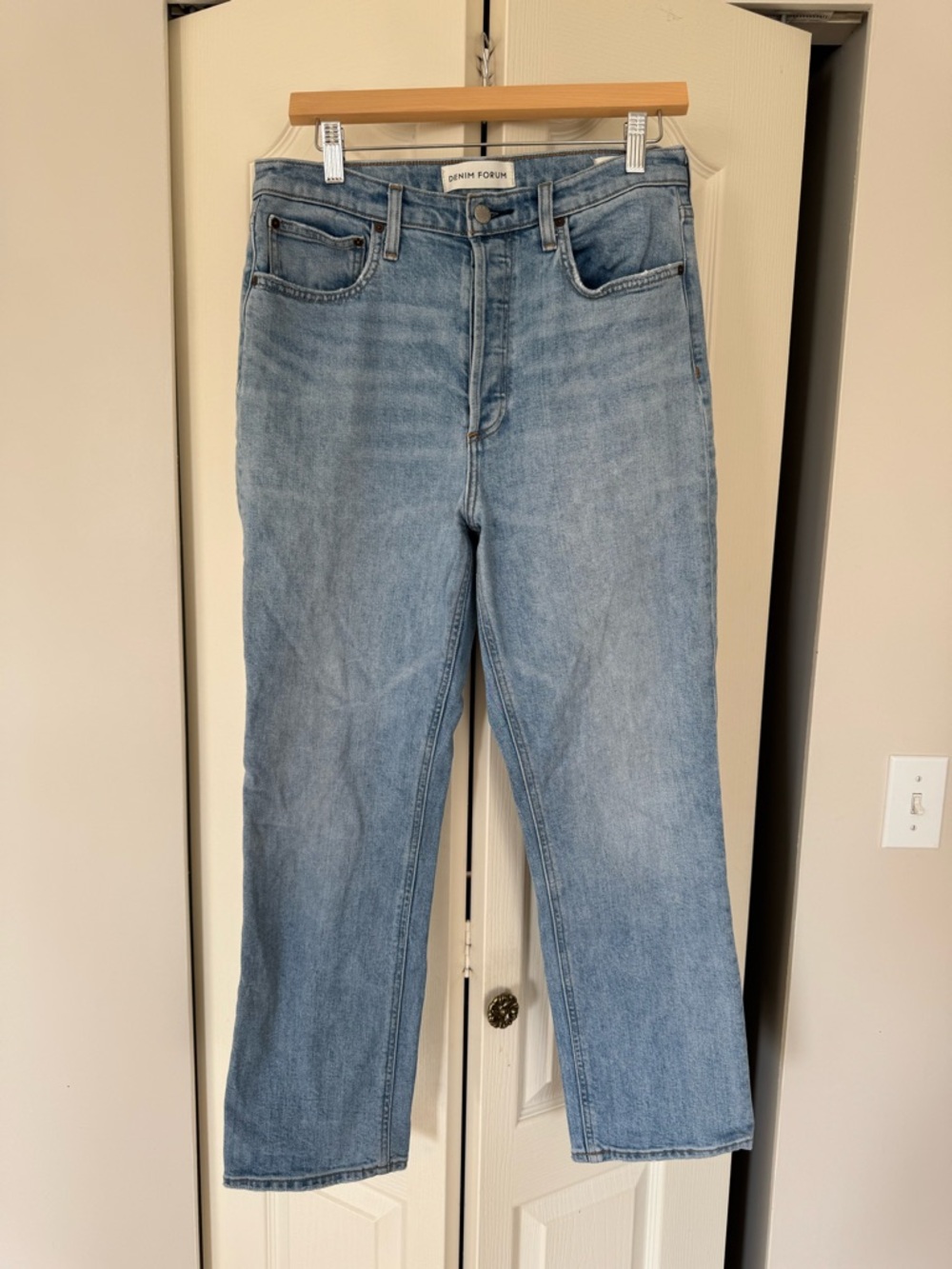 Denim Forum Light Blue Straight Leg Jeans